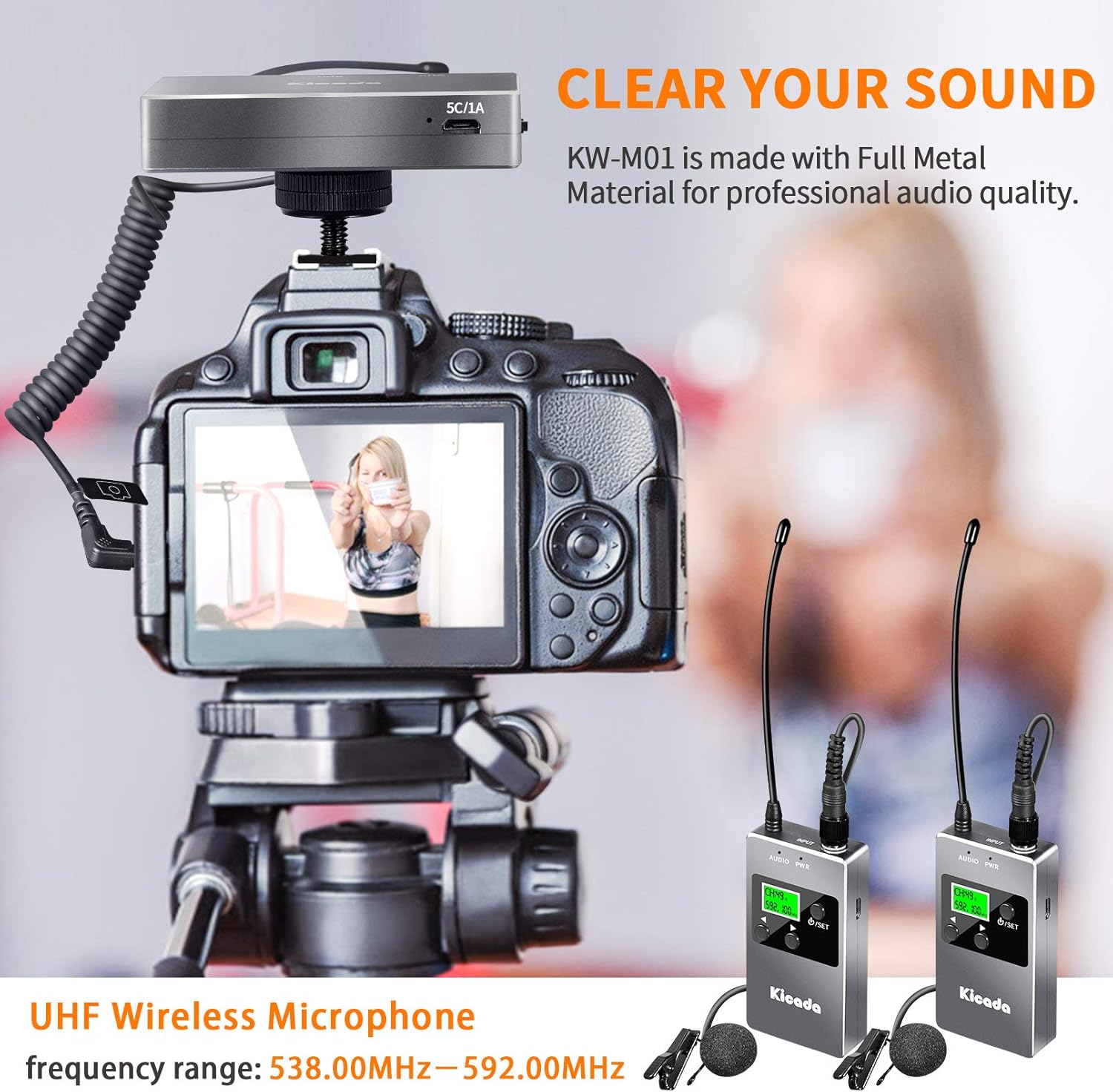 Hоt Dеаlѕ Wireless lavalier Microphone, Kicada KW-M01 UHF 50 Channels Rechargeable Professional Dual Wireless Microphone System for Canon Sony Nikon Cameras Camcorders and Smartphones