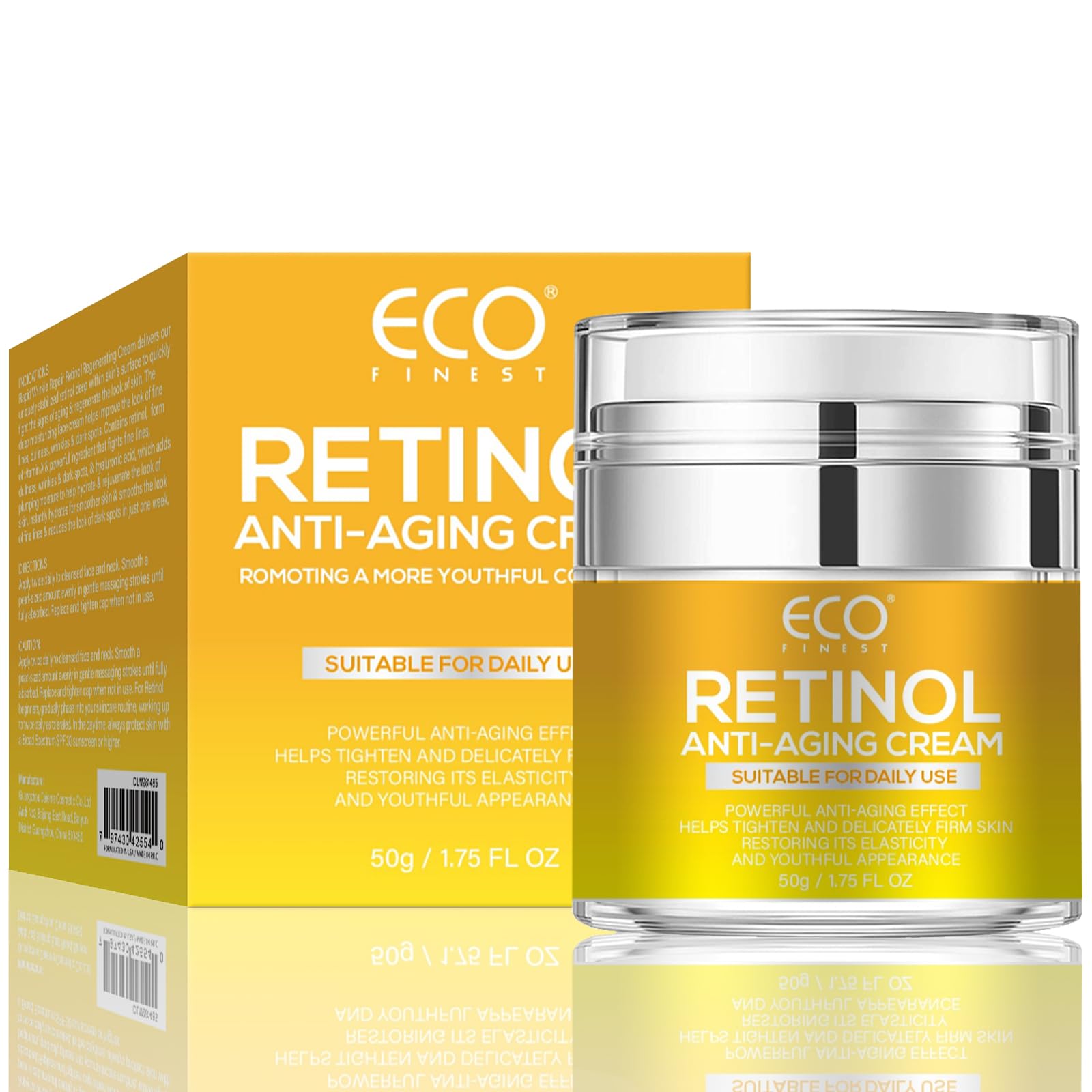 Retinol Cream for Face with Sodium Hyaluronate, Daily Hydration Anti-Aging Face Moisturizer Cream for Tightening Skin for Face, Neck, 50g