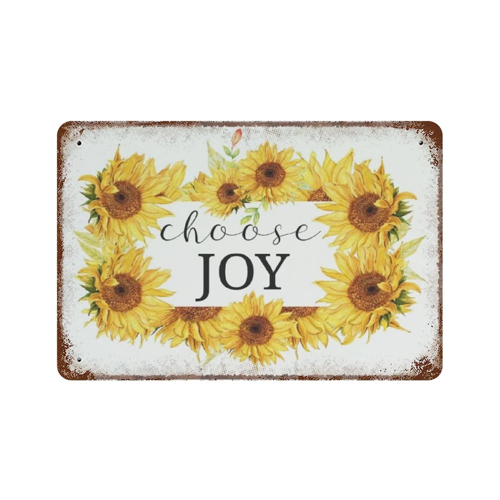 AOOEDM Choose Joy Vintage Metal Tin Sign for Home Coffee Shop Office Wall Art Metal Poster Garage Decor Man Cave Sign Inspirational Quote Wall Decor