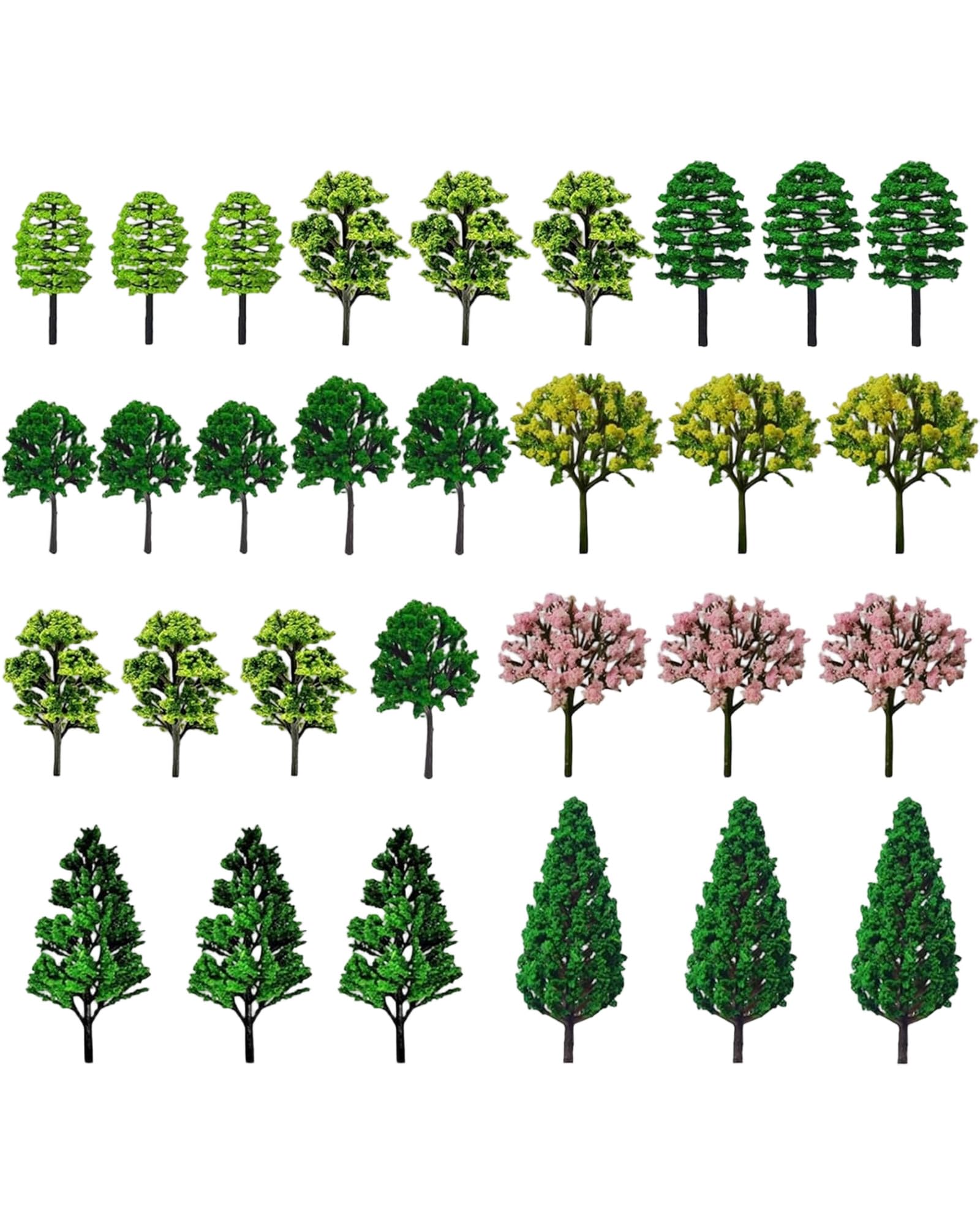 30 Pièces Arbre Modelisme（3.5cm-7cm）Paysage Ferroviaire， Paysages Miniatures Table de Sable Vert Modèle pour DIY de Paysage Landscape Décoration Miniature Miniatures Table de Sable, Vert Nat