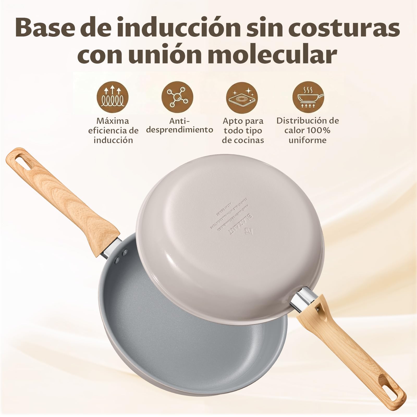BLAZANT ceramic nonstick pan set 20+24+28cm with lids, PTFE-free, healthy | Optimized induction base for even heat, compatible with all cooktops, easy to clean, dishwasher safe, ergonomic handle