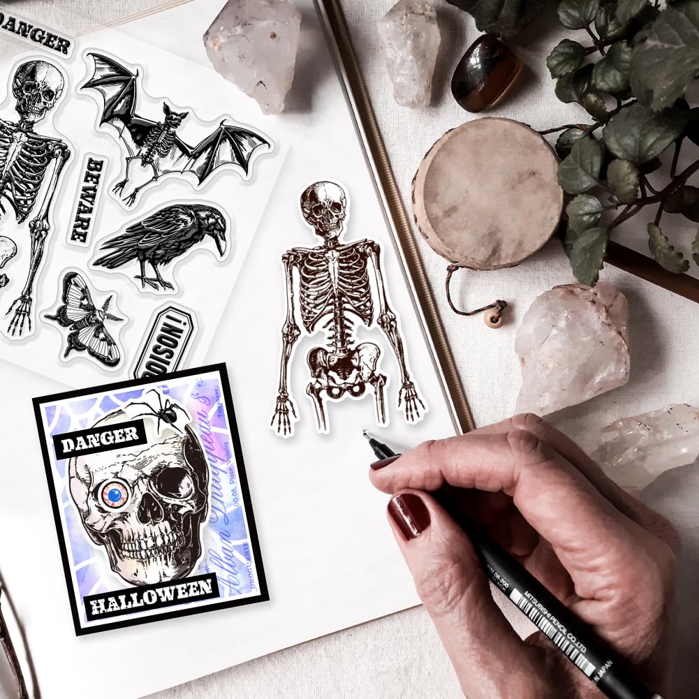 GLOBLELAND Skelett Klar Silikon Stempel Für DIY Ka Produktbild-Vorschau 9