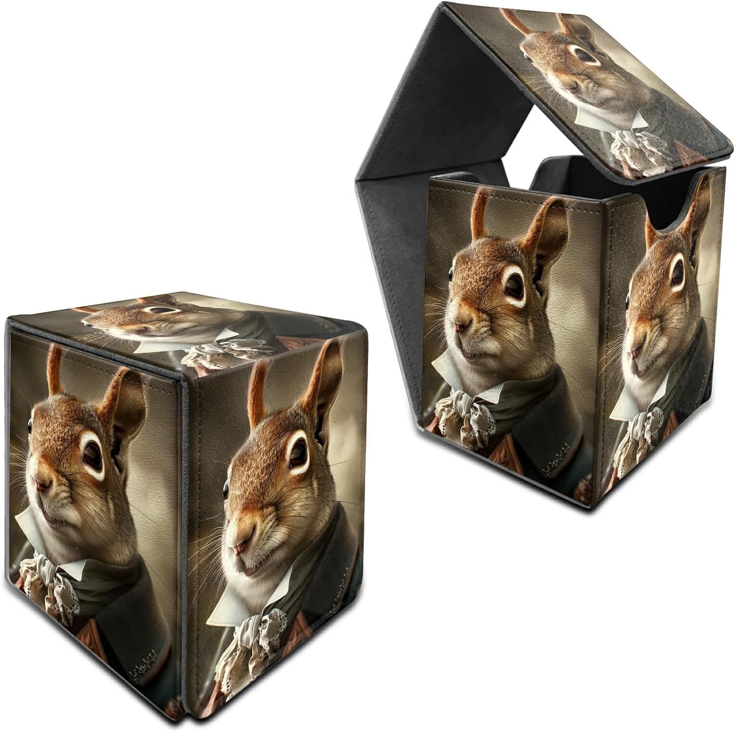 for MTG Commander Deck Box, Card Storage Box Fits 100+ Sleeved Cards, PU Leather Large Size Strong Magnet Card Deck Case Holder for Board Game Magic MTG TCG CCG, Squirrel
