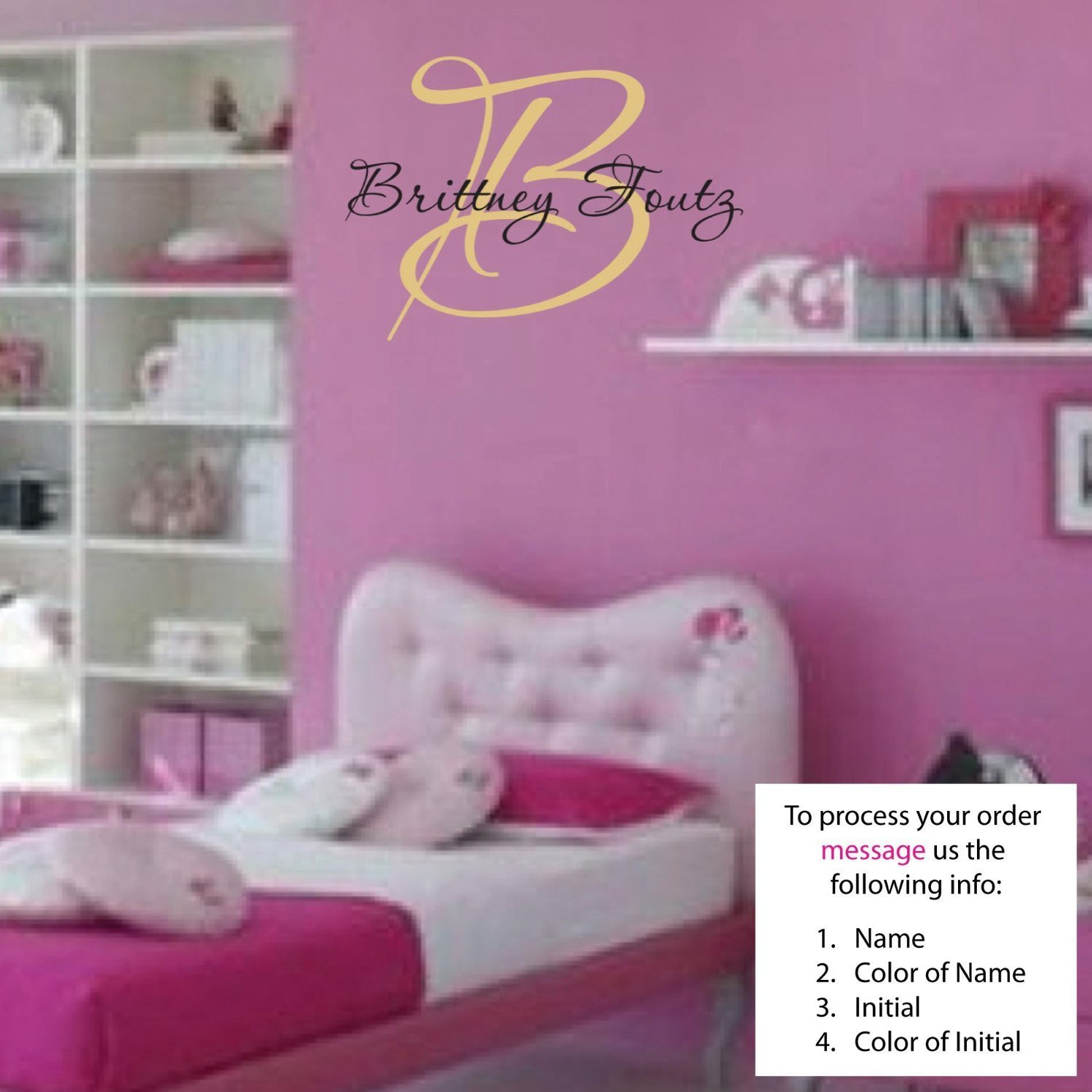 Newsee Decals Foutz Wall Decal Childrens Personalized Name - Childrens Wall Art - Girls Name Wall Decal - Monogram - Nursery Decor by Vinyl