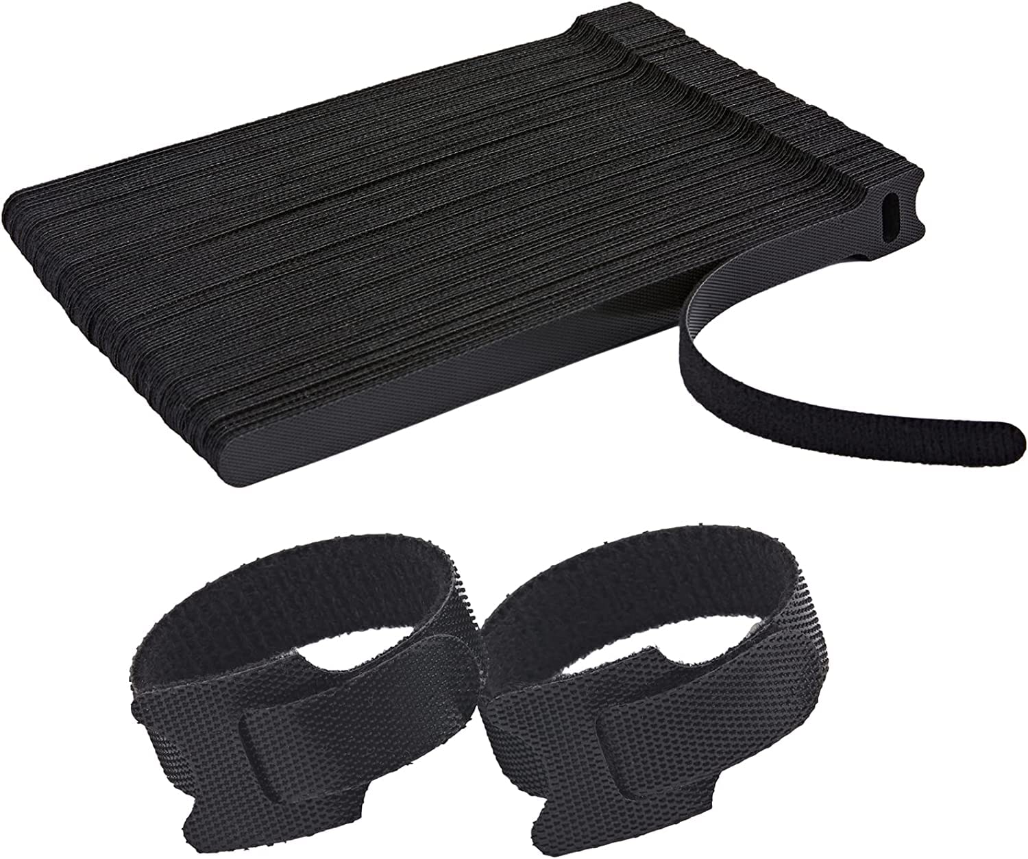 Velcro Cable Tie - Pack Of 100Pcs | Cable Organizer Hook & Loop Ties | Reusable Black Hook & Loop Ties For Cords & Cables | Ideal For PC, TV, Desk & Wi-Fi Wires | Easy To Use & Durable-image-3