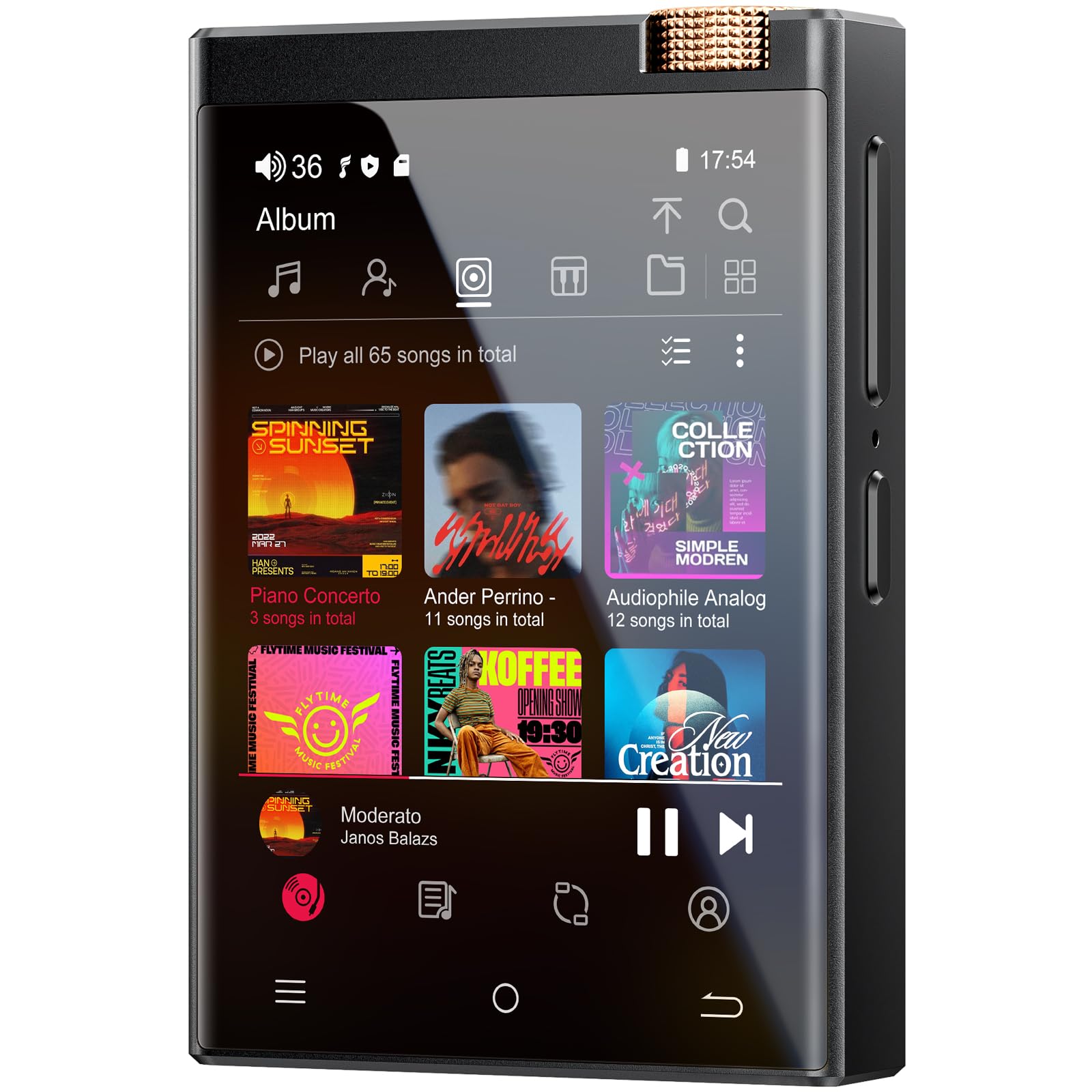 Reproductor de MP3 HiFi con Bluetooth y WiFi, reproductor de MP3 portátil Android 9.0 Spotify, Oilsky 80 GB, 2,8 pulgadas, sin pérdidas, DSD512, alta fidelidad