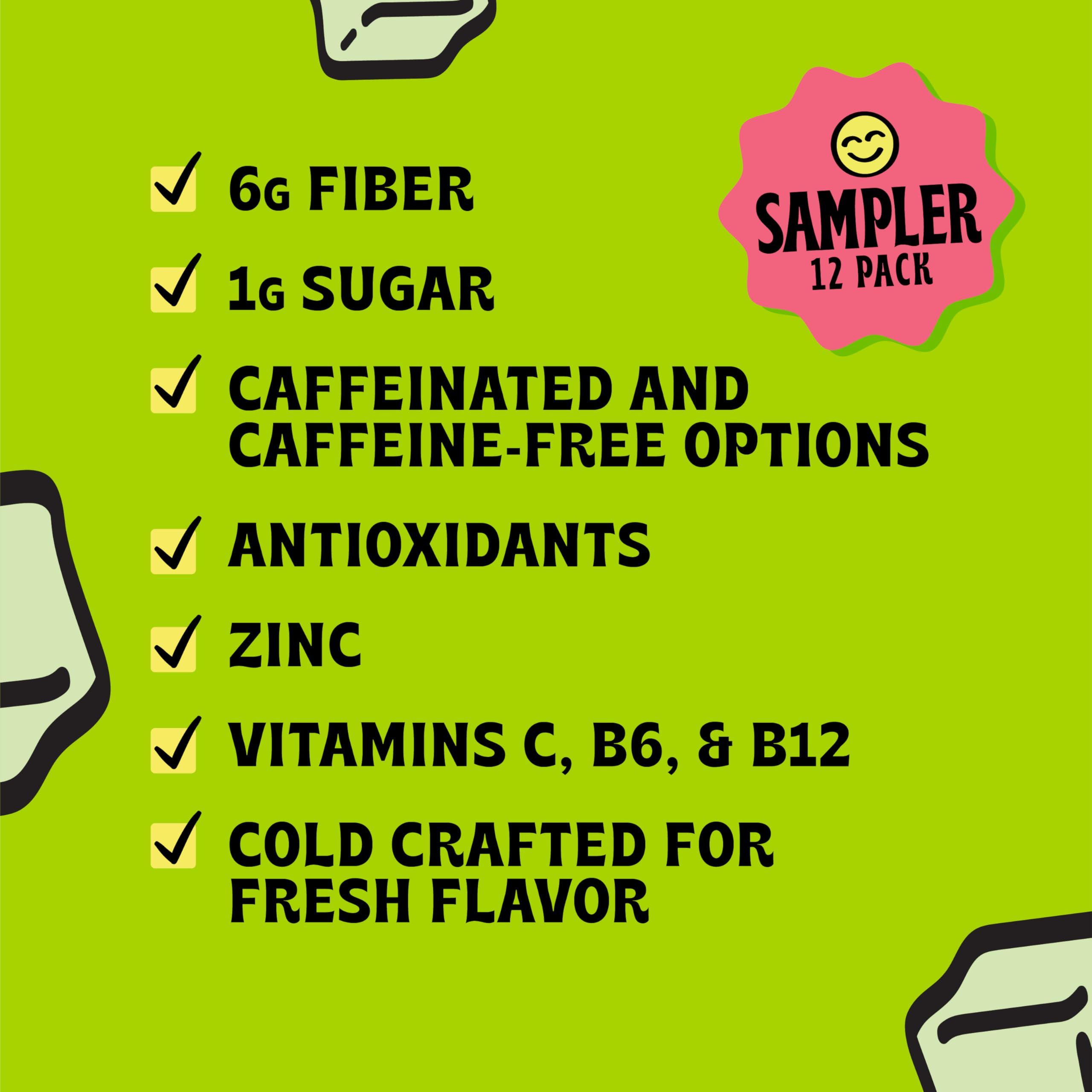 Popwell Retro Recharge Variety Pack Better-For-You Prebiotic Soda, with 6g Fiber, 1g Sugar, Vitamins and Immunity Support, 12 fl oz, 12 count (Root Beer, Classic Cola, Orange Cream, Cream Soda)