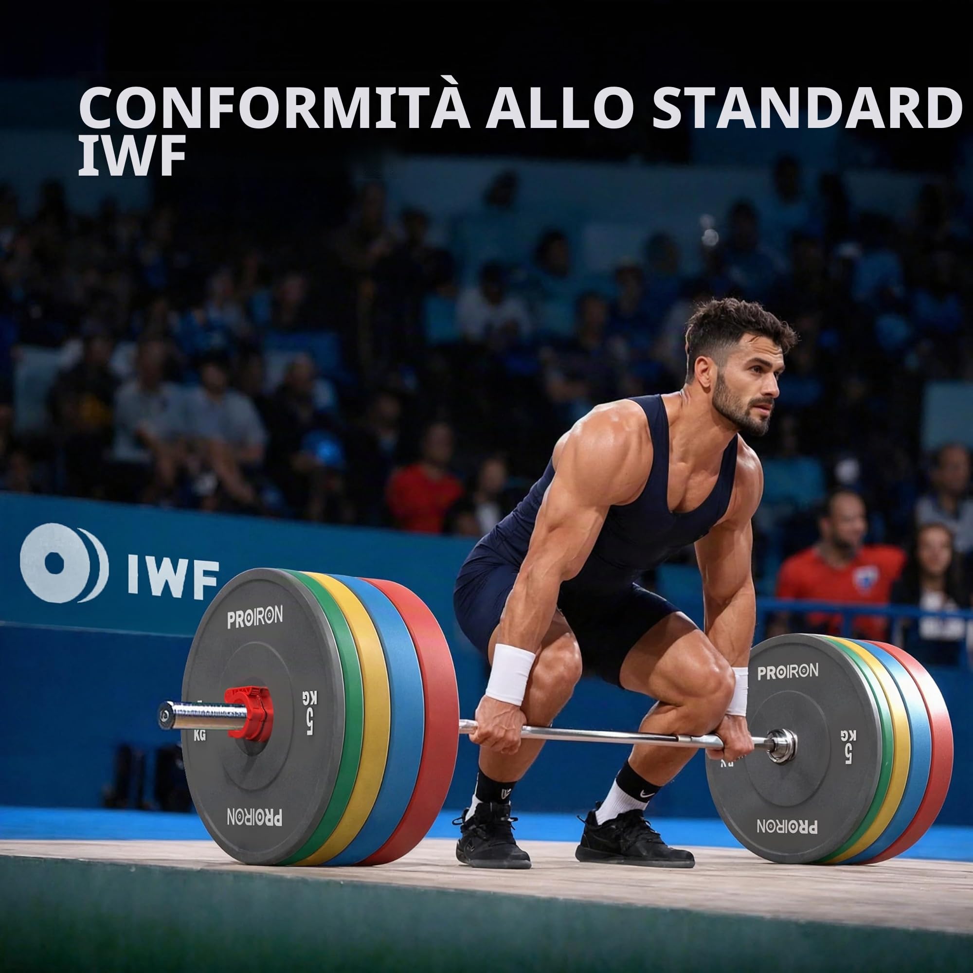 PROIRON Dischi Bumper Palestra 50mm, Pesi Bilanciere 5kg, 10kg, 15kg, 20kg, 25kg, Dischi Olimpici in Gomma Dura per Sollevamento Pesi
