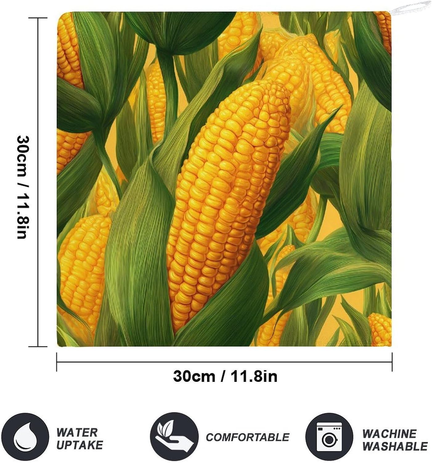 Corn Print Microfiber Hand Towels for Bathroom Soft Absorbent Bath Kitchen Towel with Hanging Loop 4PCS