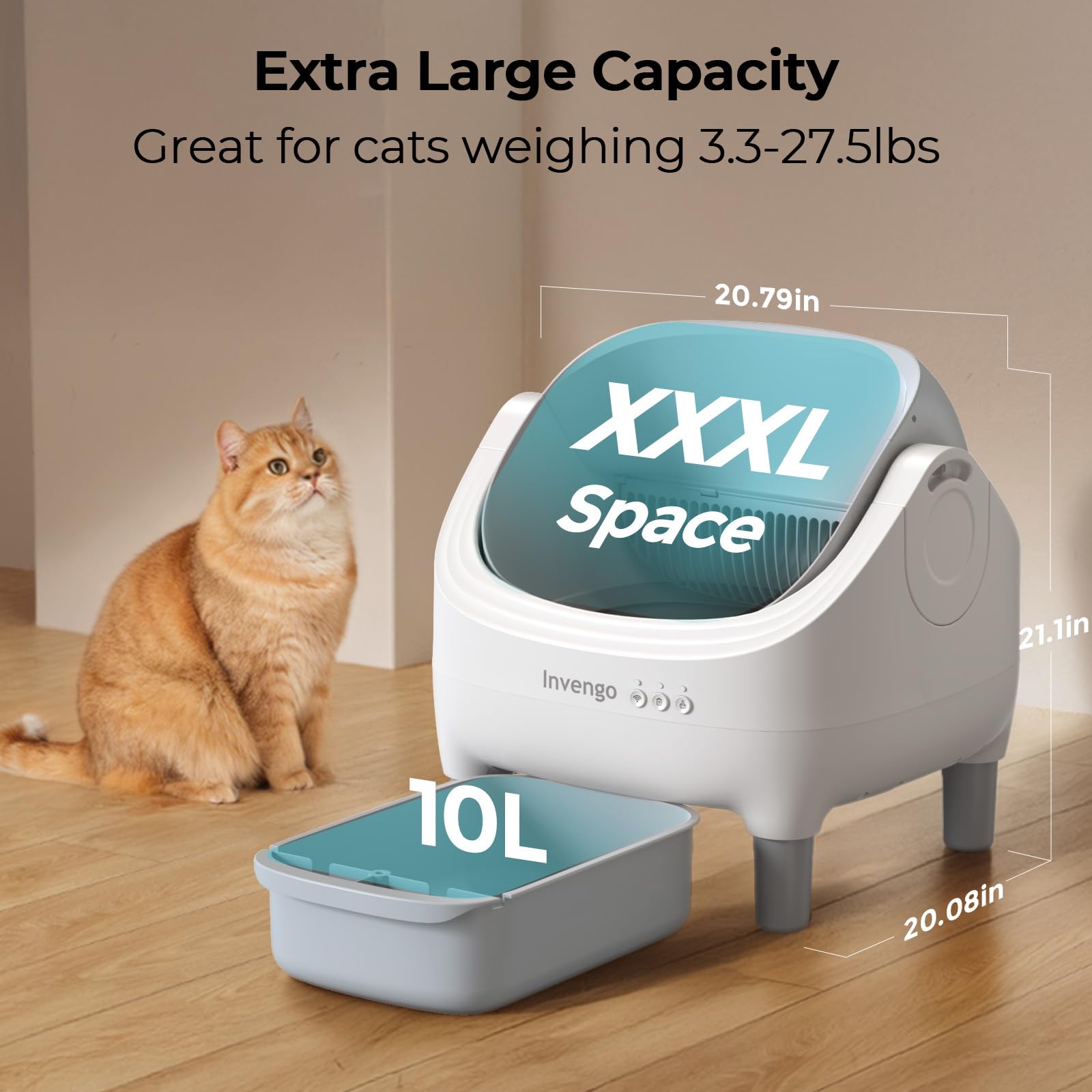 Automatic Cat Litter Box for Multiple Cats, App Control, Open-Top Automatic Litter Box Self Cleaning, Safety Sensors 10.5L Waste Bin with Odor Control, 2 Rolls of Liners - image 4