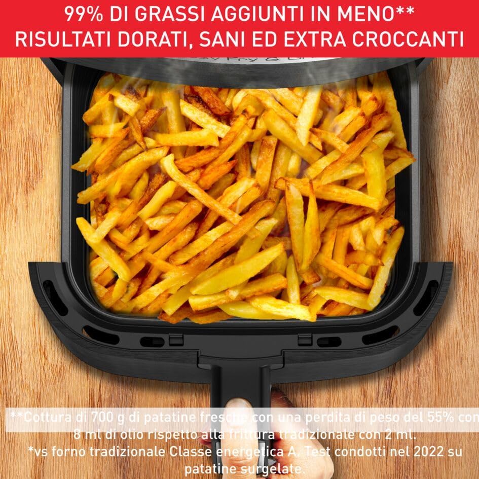 Moulinex Easy Fry & Grill, Inox Digitale Friggitrice ad Aria Calda e Griglia, 4,2Litri, 1400W, Friggitrice Senza Olio, 8 Programmi Predefiniti e 1 Manuale, Capacità Fino a 6 Persone, EZ501810​ Analogica nera - Immagine 4