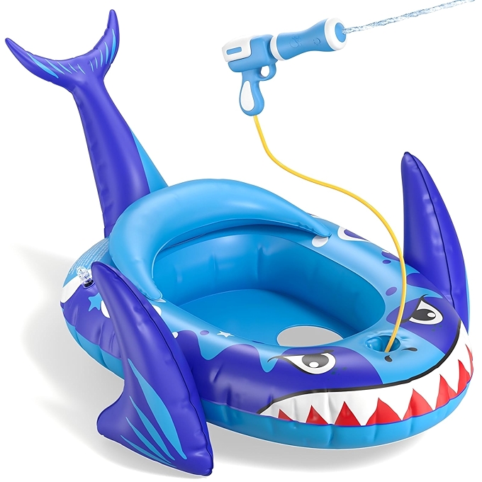 童趣水上浮具带水枪儿童充气玩具夏日户外泳池必备礼物