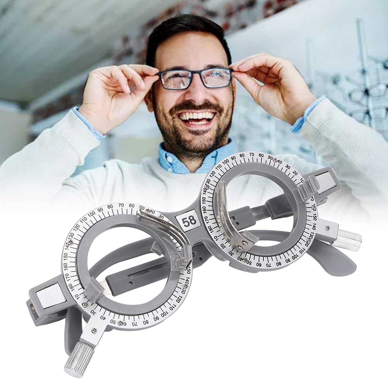 Montura de prueba óptica profesional ligera para exámenes de vista precisos