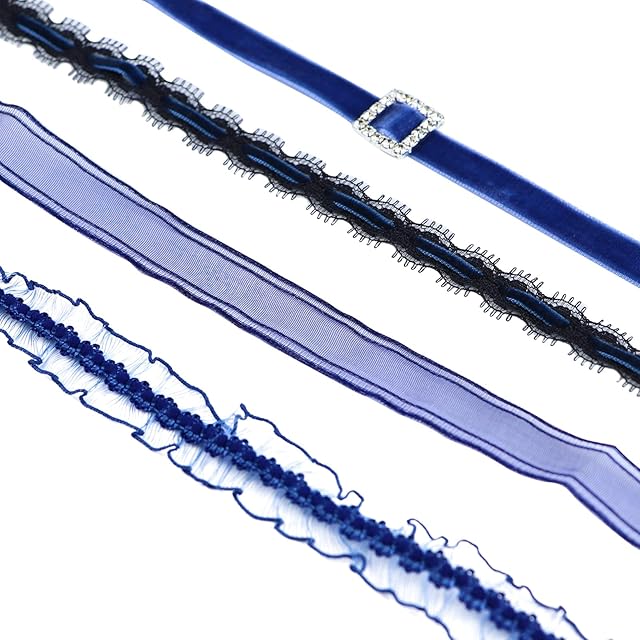 LAOJU Choker Necklace Set Goth Lace Black Chokers Classic Velvet Necklace Chain Choker Collar for Women Teenage Girl, 4PCS