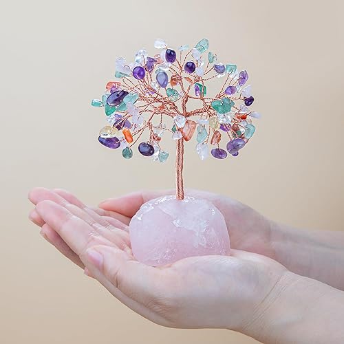 Miniatura 2 de ZenBless Árbol de la vida con 7 cristales curativos de chakras, árbol de dinero, árbol de dinero de Feng Shui, pequeño árbol bonsái falso de cristal