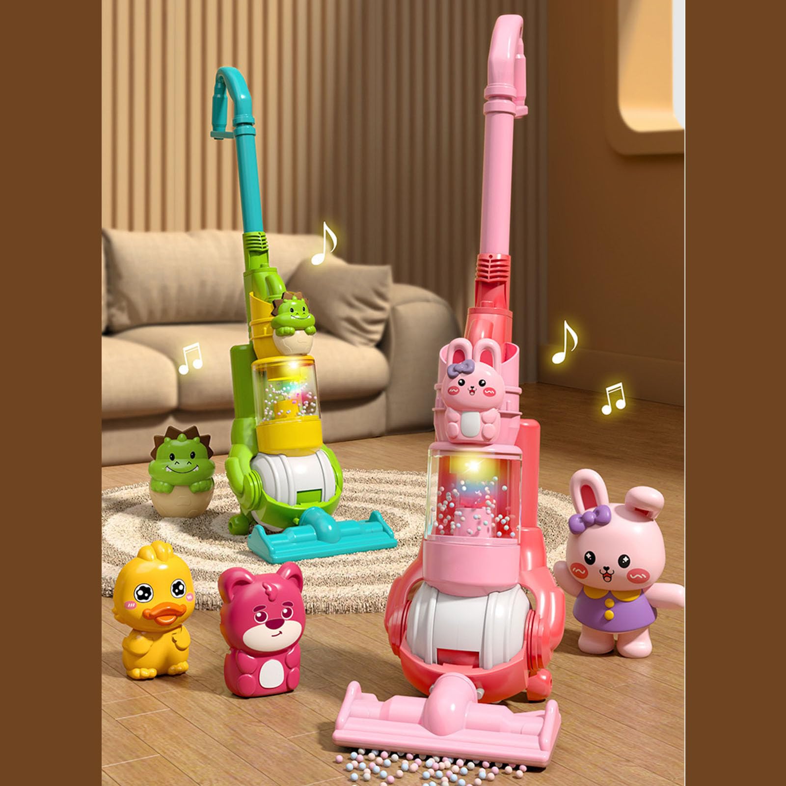 Aspirapolvere Elettrico Giocattolo per Bambini Che Caricano Tramite USB i Bambini dei Cartoni Animati Giocano con L'aspirapolvere (Dinosauro)