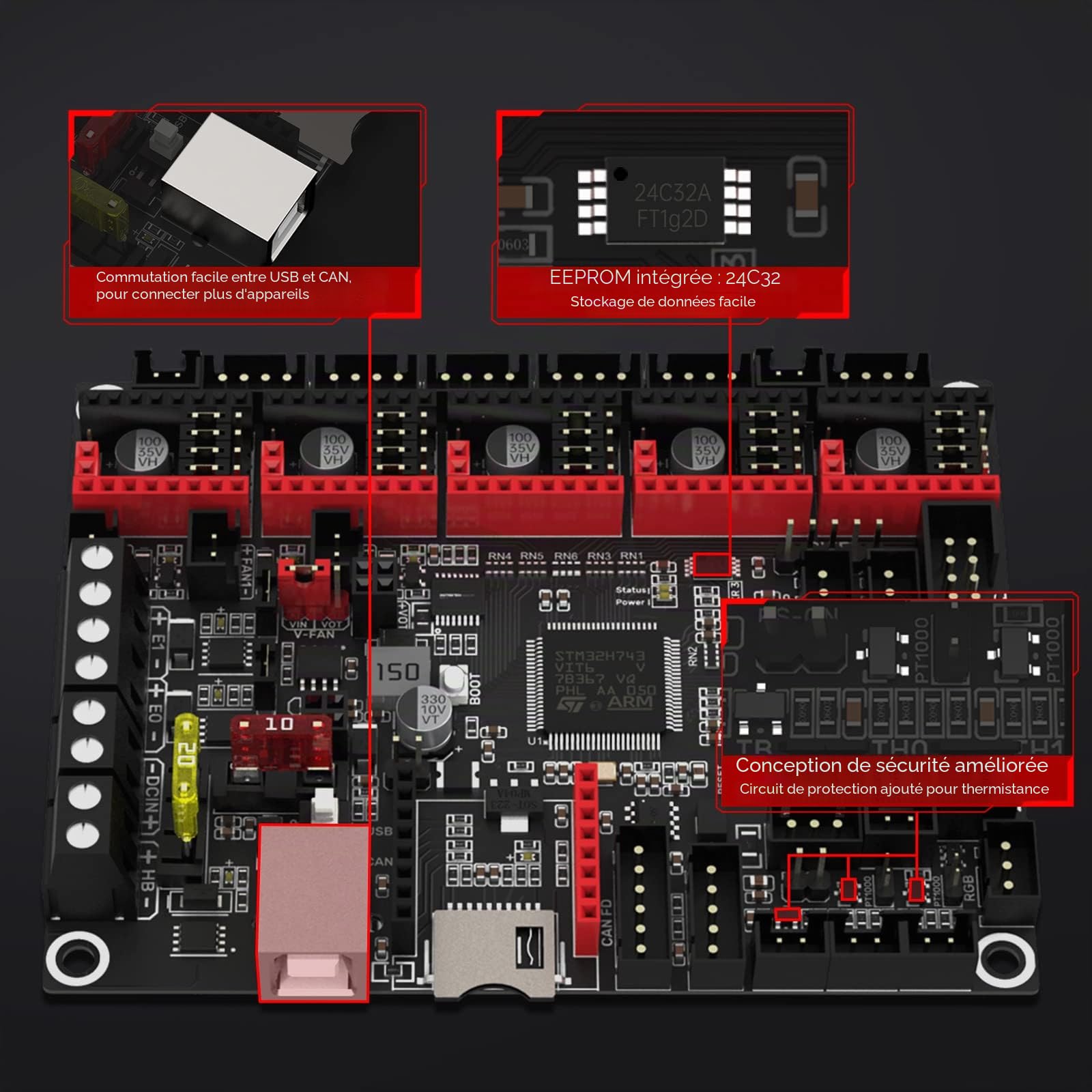 BIGTREETECH SKR 3 Carte de contrôle pour Imprimante 3D, Mise à Niveau de SKR V1.4/Turbo