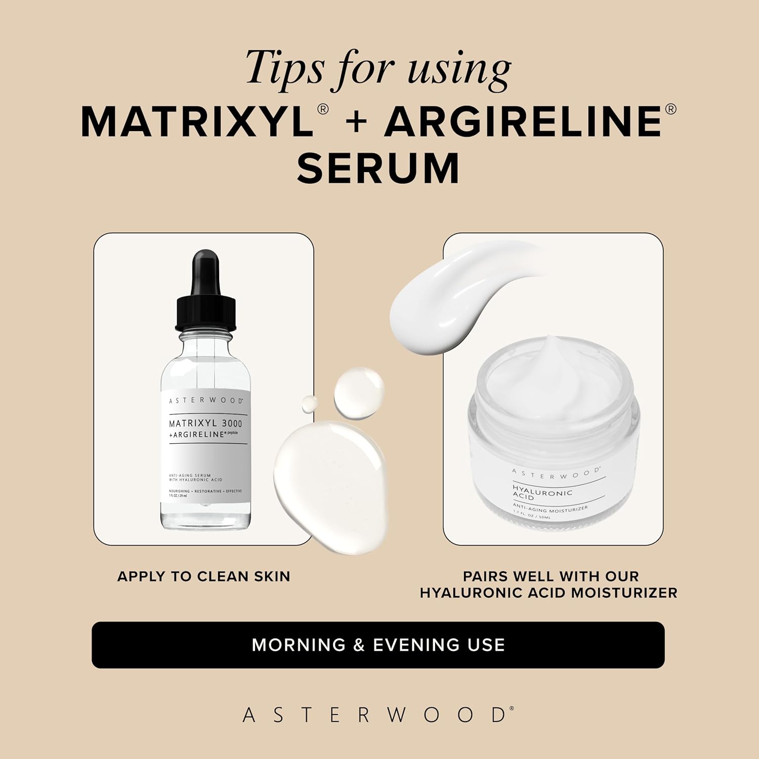 Asterwood Matrixyl 3000 + Argireline Serum for Face - Multi Peptide Serum with Hyaluronic Acid - Anti-Aging, Wrinkle Reducing, Collagen Boosting - Fragrance-Free - 1 Fl Oz - Image 7