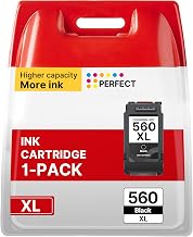 PG560XL Black Printer Cartridges 560 XL Ink Cartridge Replacement Compatible with Canon 560XL PG560 PG-560XL Black Cartridges for Canon Pixma TS5350 TS5351 TS5352 TS5353 TS7450 TS7451 (1 Pack)