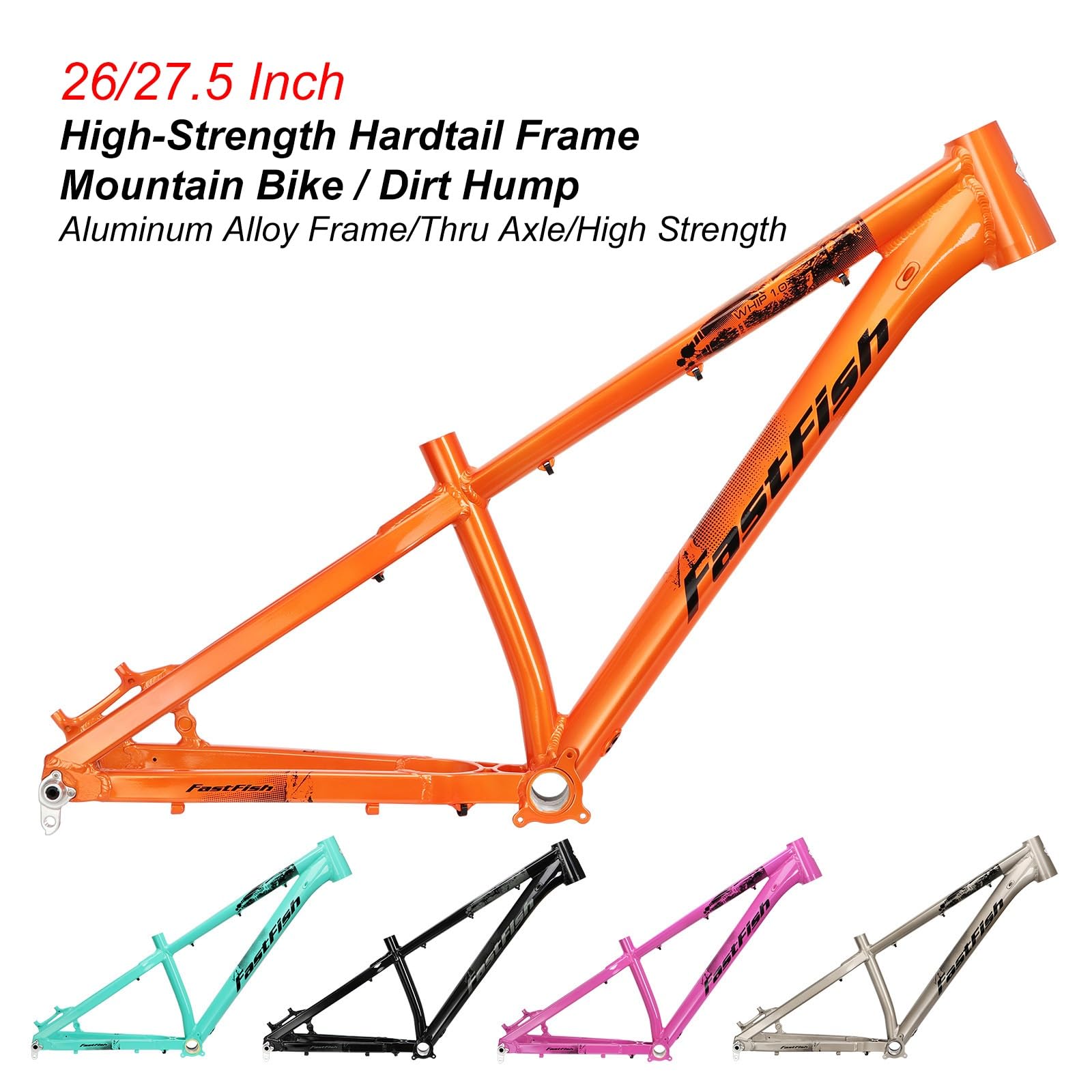 MirOdo Bike Hardtail Frame 26/27.5 Inch Universal Aluminum Alloy Bike Frame Mountain Bike Dirt Jump Climbing XC Frame BB 68mm Disc Brake Thru Axle 12 * 142mm (Color : Black, Size : 26/27.5