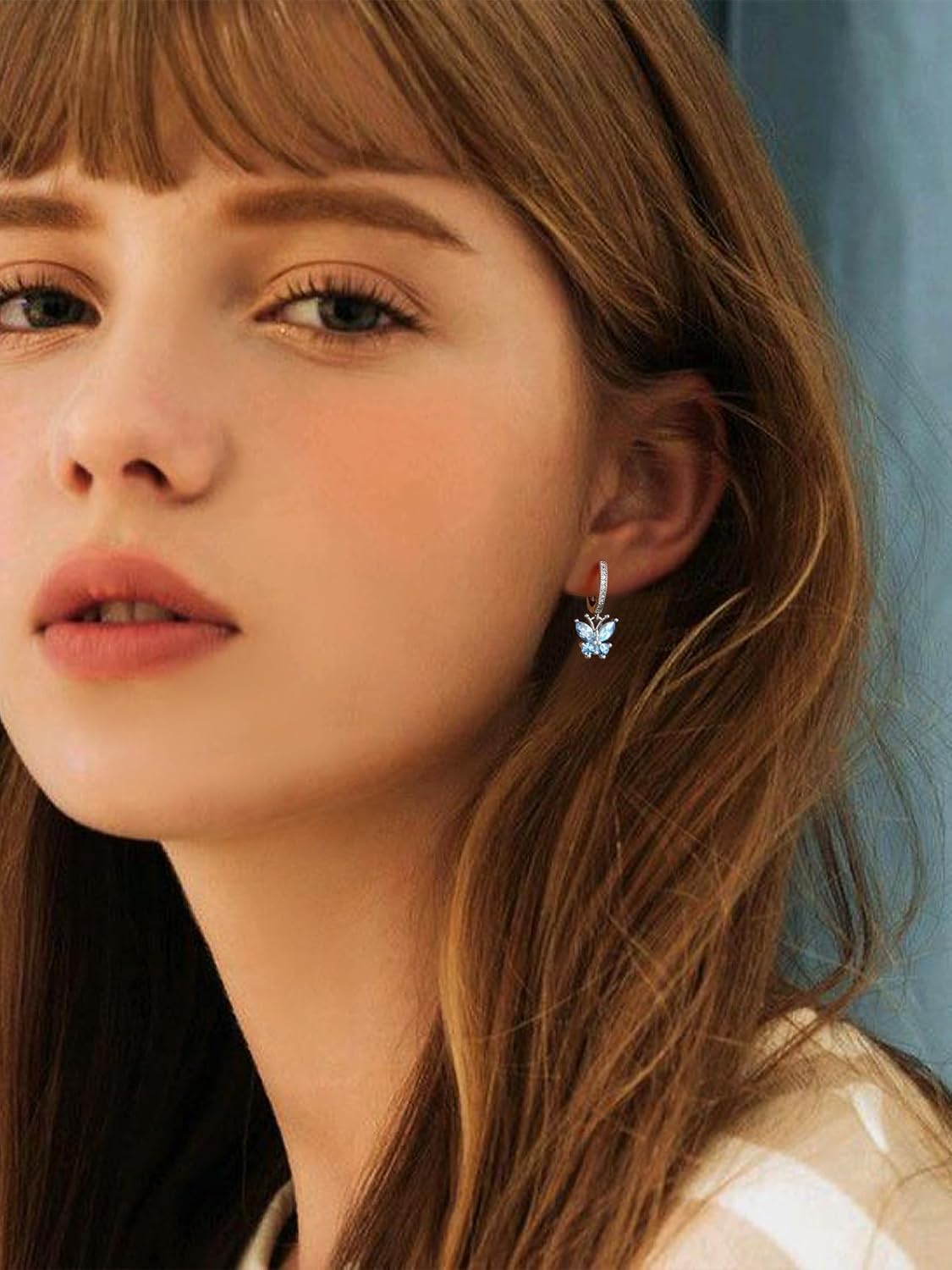 Bestyle Sterling Silver Butterfly Earrings for Women, Dainty Cute Birthstone Studs Hypoallergenic Jewelry, Great Birthday Gift