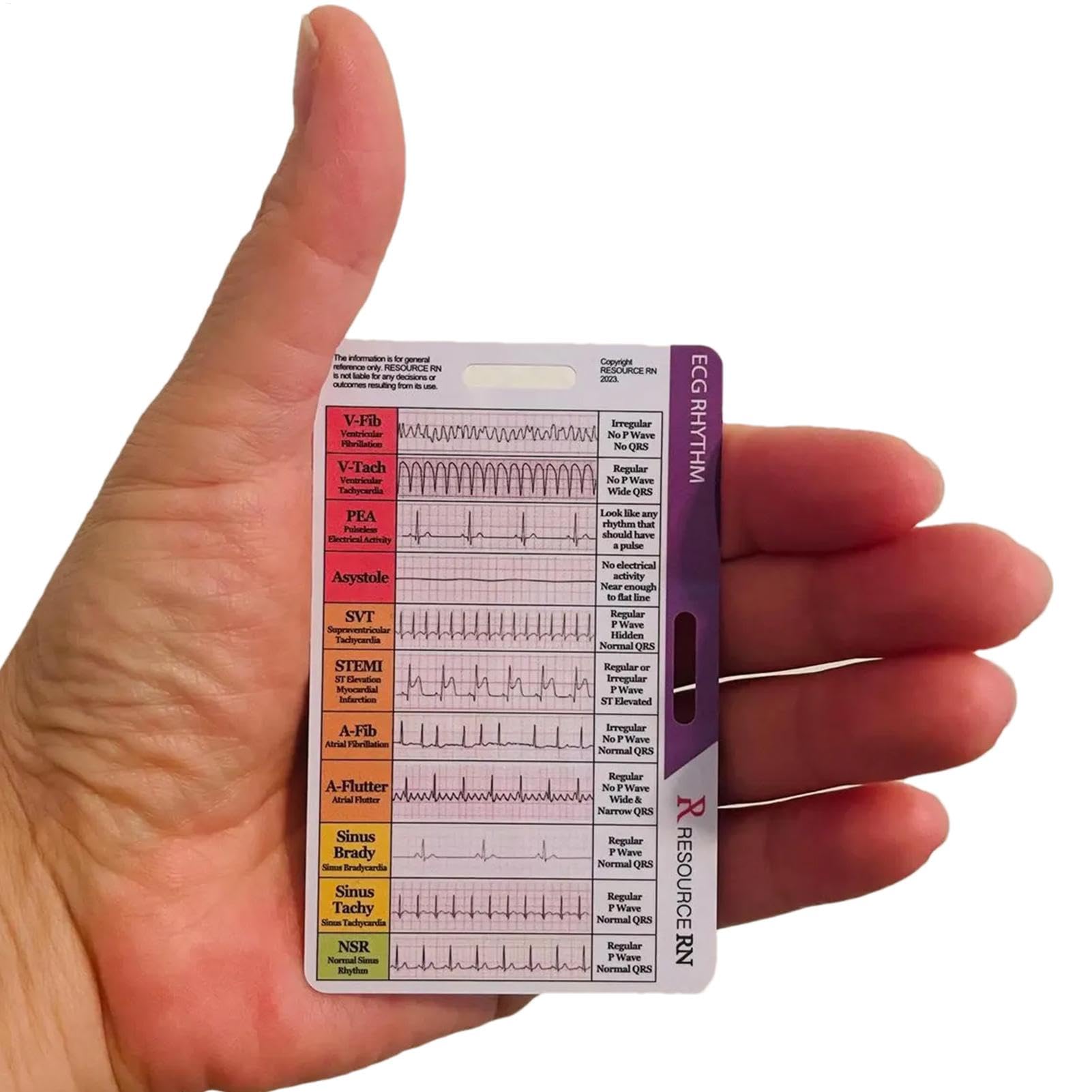 Tarjetas de bolsillo ECG, calibradores de ECG, para enfermeras, tarjetas de bolsillo de tasa de ECG, calibradores de ECG, tarjeta de bolsillo de ritmo ECG/ECG, tarjeta de de