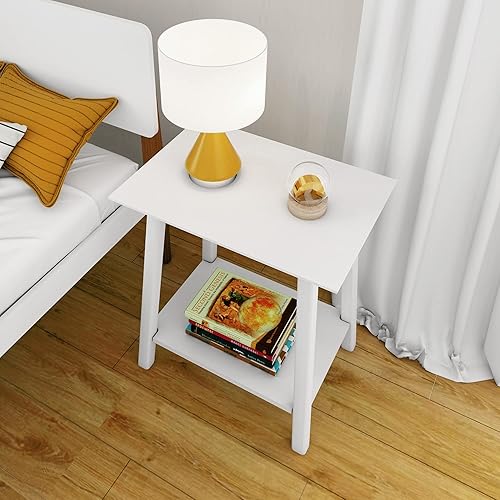 Miniatura 6 de Max & Lily Mesita de noche, mesita de noche moderna de madera maciza de mediados de siglo, mesa auxiliar de almacenamiento para dormitorio, mesita