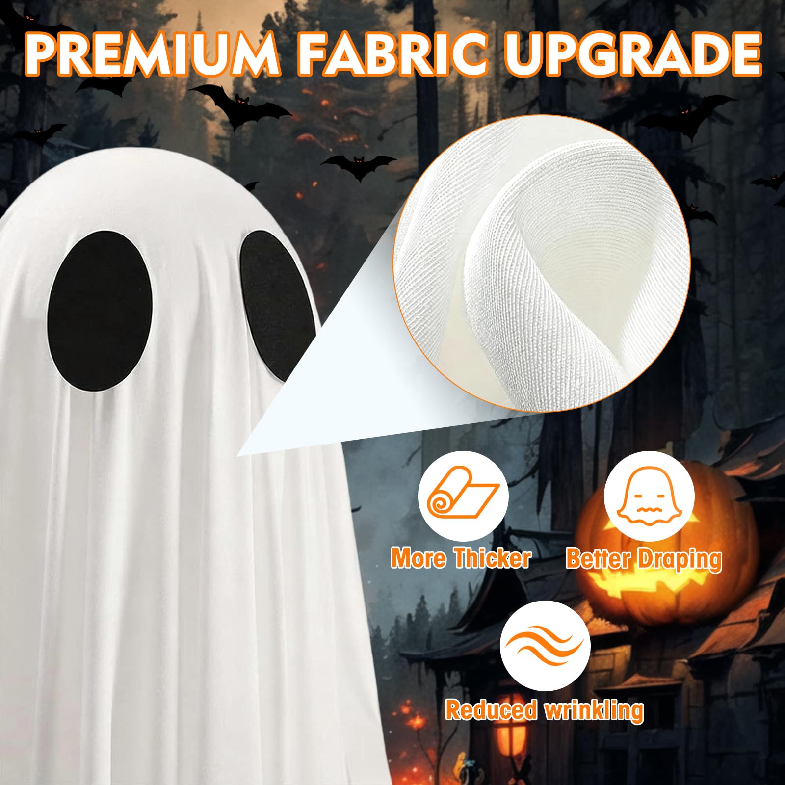 Decorazioni da appendere a forma di fantasma oscillante per Halloween, kit di decorazioni per albero spettrale con luci a corda, decorazione spaventosa per feste per esterni, giardino, cortile, prato