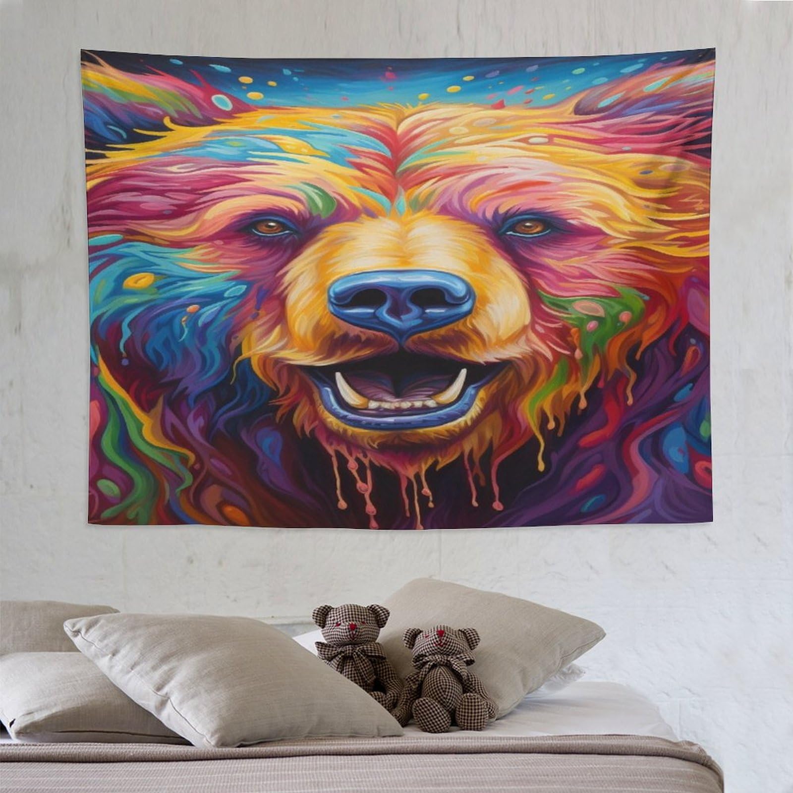 Tenture murale ours imprimée en 3D textile de décoration grand format - 8