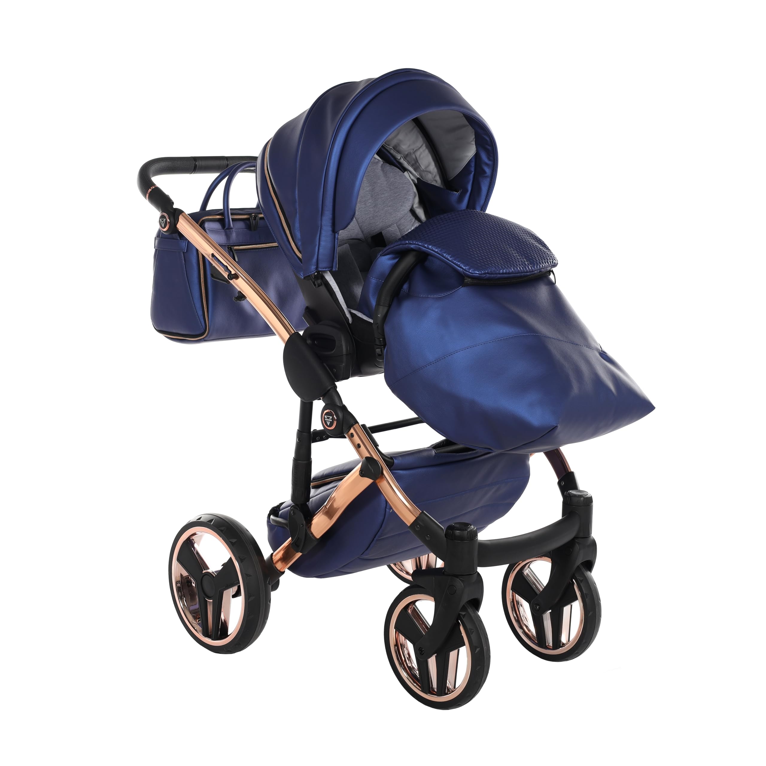 Junama Passeggino TRIO Diamond Fluo 01 Blu e Rame - 2in1 3in1 4in1 + ombrellino (2 in 1 con Adattatori)