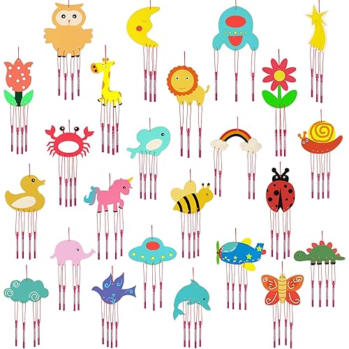 Tuanse 24 Pcs Wind Chime Kit for Kids DIY Wooden