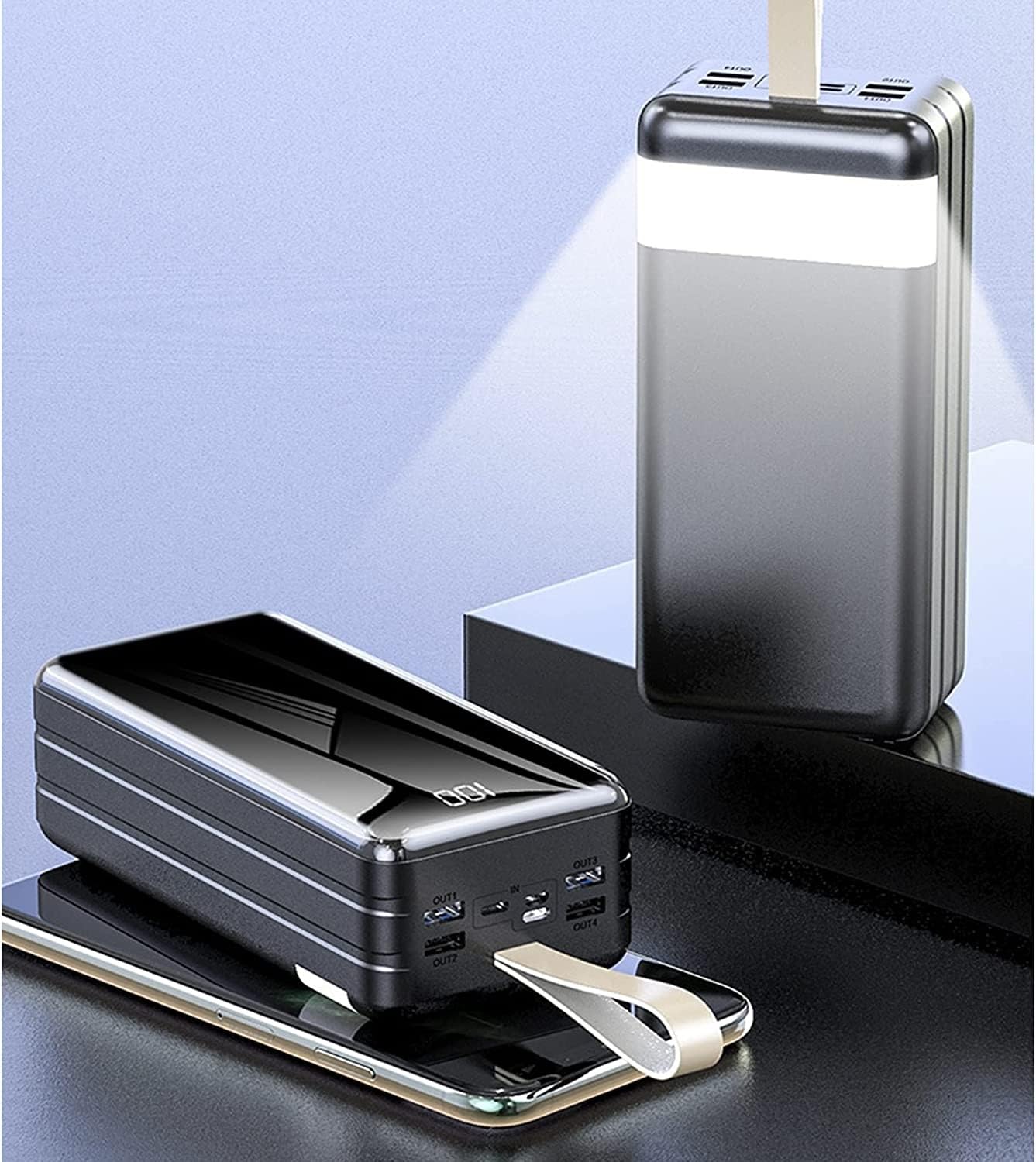 Paquete De Batería De Alta Capacidad 60000-80000 Mah Cargador Portátil Banco De Energía Carga Rápida De 4 Dispositivos Al Mismo Tiempo Para Todos Los Teléfonos Móviles, Tabletas, Consolas De Juegos(Bl