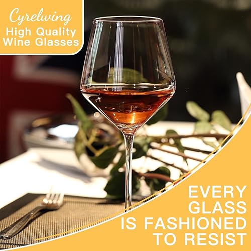 Miniatura 5 de Juego de 4 copas de vino tinto grandes de 4 a 28 onzas con tallo de cristal soplado a mano, copas de vino tinto grandes, ligeras, delgadas y grandes