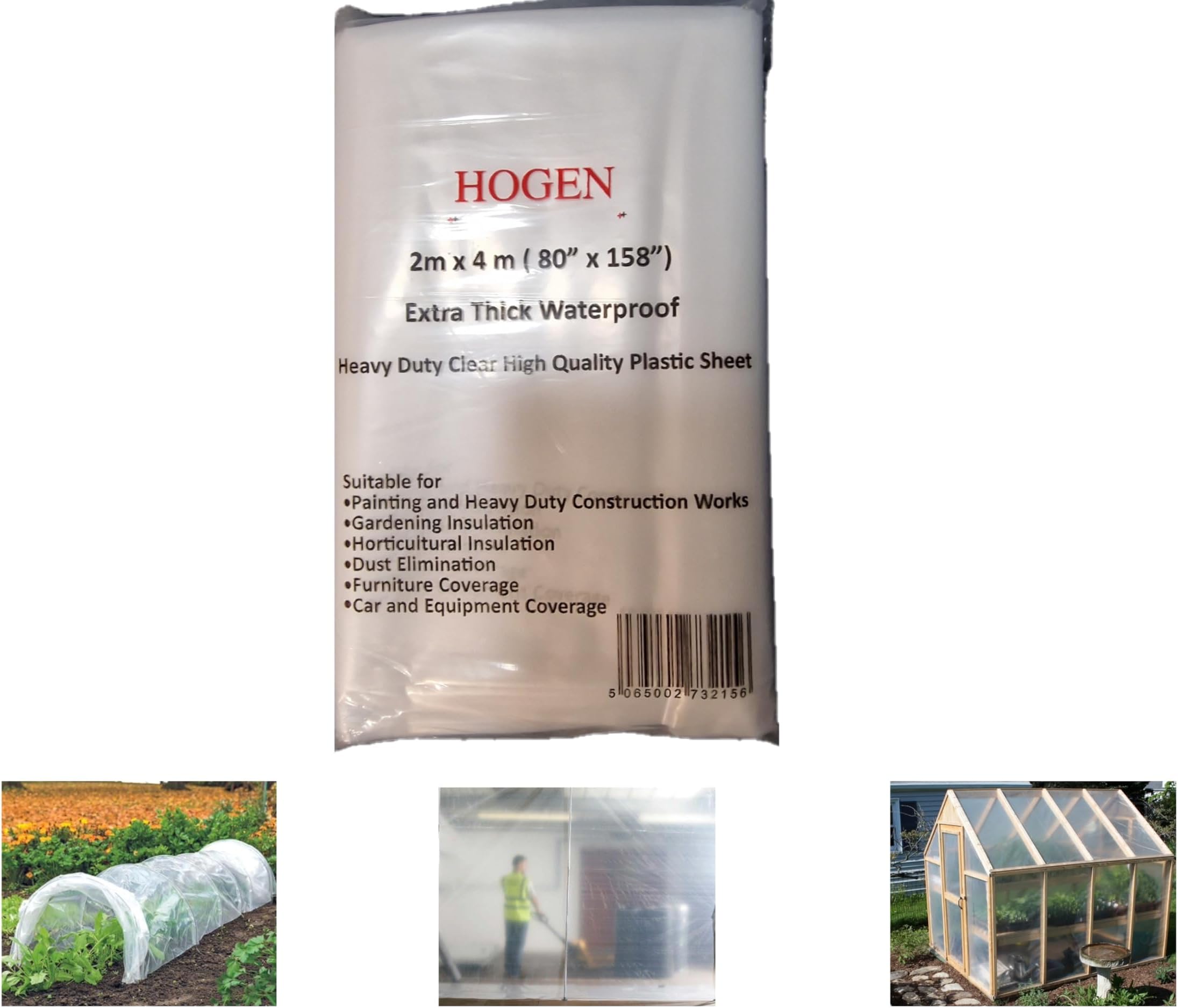 4 M X 2 M Extra Thick Clear Heavy Duty Polythene Sheet/Waterproof/Horticultural Gardening Insulation/Shed Protection/Construction Works/Tear Resistant/Odorless/ (250Mu / 1000G)