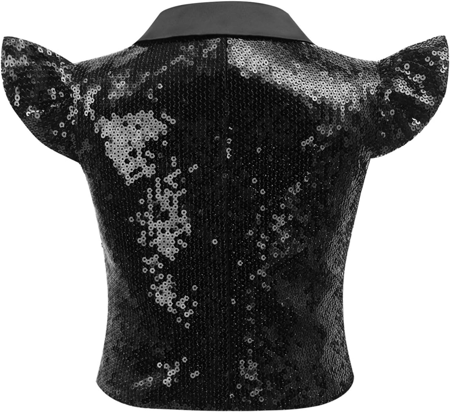 YiZYiF Kids Girls Flutter Sleeves Shiny Sequins Top Button Down Fitted Crop Vest Dancing Concert Outfits