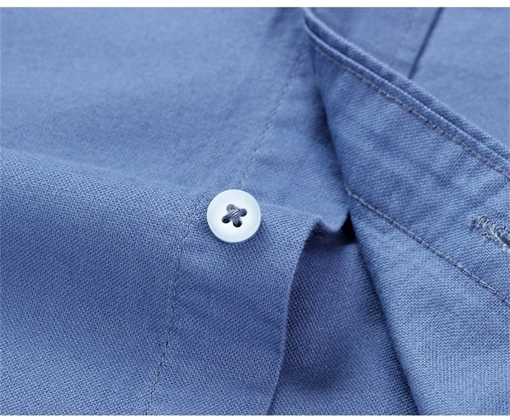 Camisas de algodón para hombre, estilo casual, de manga larga, con cuello de botón, camisa de vestir de negocios con bolsillo en el pecho