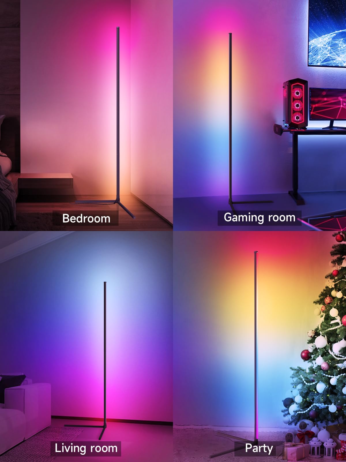Tyute LED Stehlampe 150 cm, RGB Ecklampe Dimmbar Standleuchte Wohnzimmer