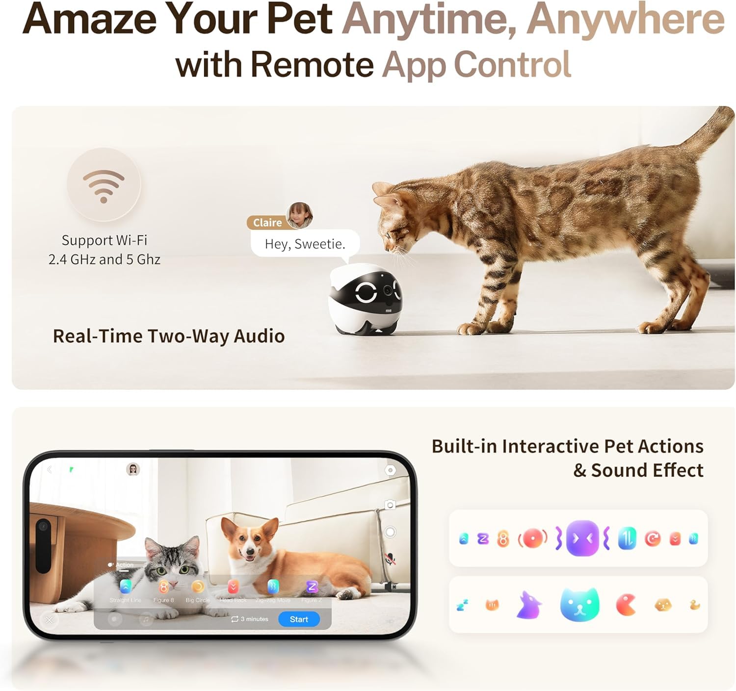 Enabot ROLA - Mini robot divertente per animali domestici