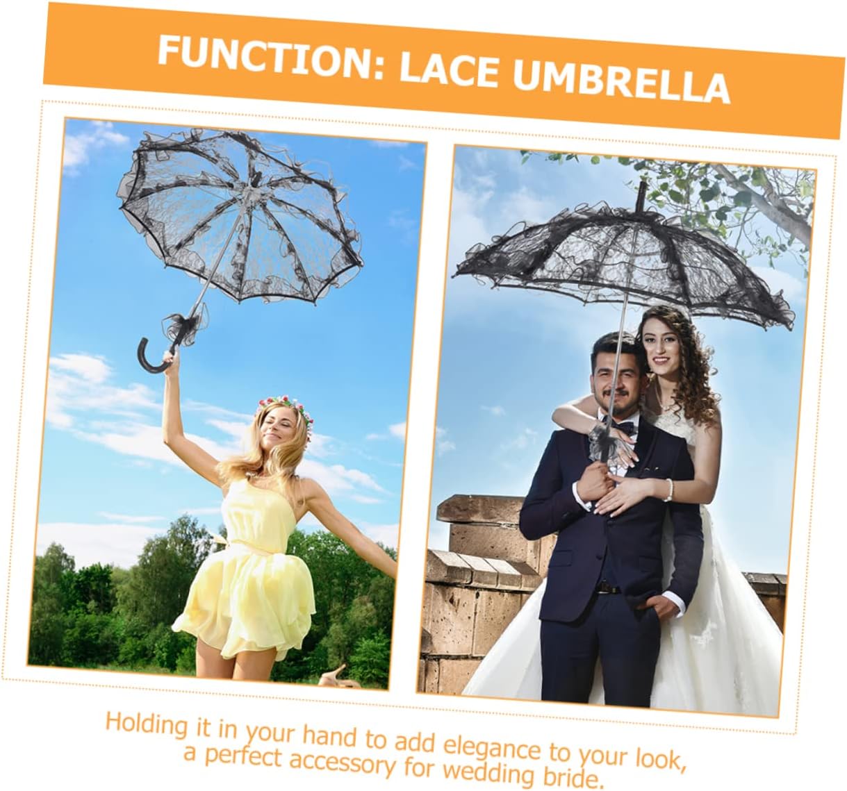 Wedding Lace Parasol Umbrella Decorative Bridal Accessory for Party Photo Props Lightweight Portable for Weddings Showers Tea Parties Dance Performances