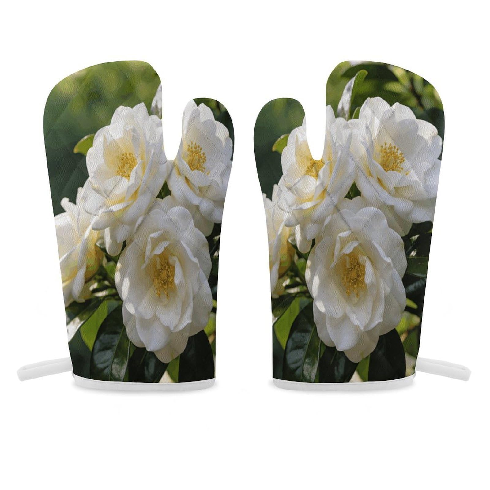 Gardenia Oven Mitt Heat Resistant Potholder Set,Durable Oven Gloves for Gifts,Glove Pot Holder for Cooking Baking Grilling BBQ