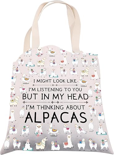 Miniatura 4 de CMNIM Bolsa de mano de alpaca, regalos divertidos de alpaca para amantes de la alpaca, llama, alpaca, hombro, compras, playa, bolsa reutilizable