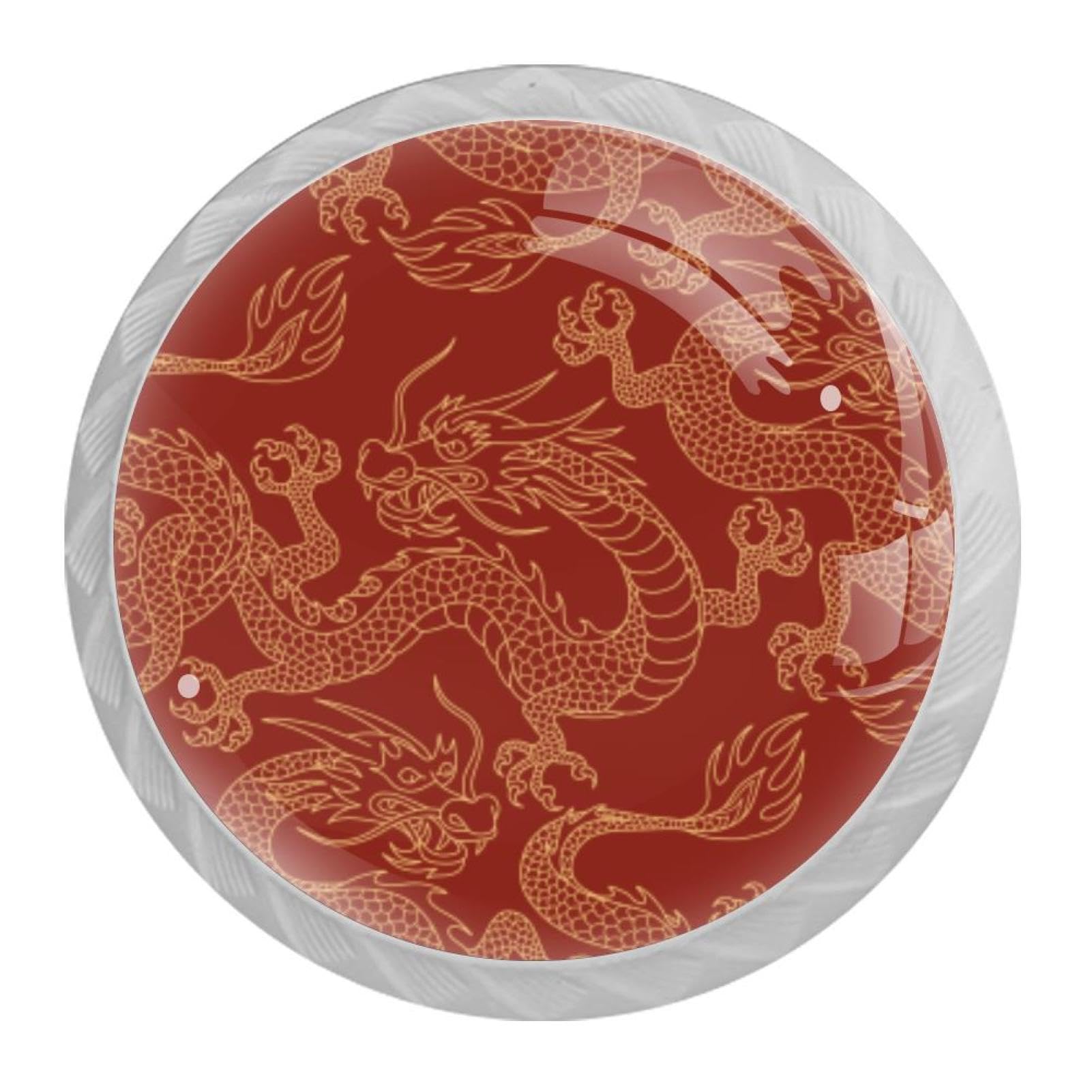 Tqmspg Multi20 4 Pieces Drawer Pulls Dragons Pattern Door Knobs Dresser Handles For Kitchen Wardrobe Cupboard Hardware Furniture
