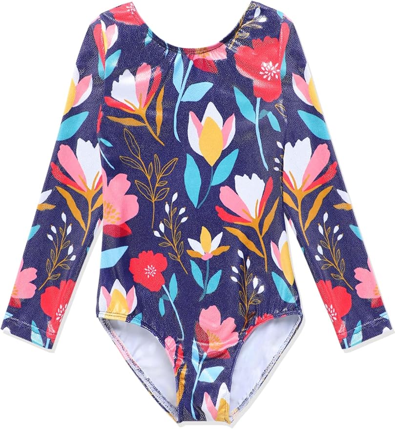 HOZIY Long Sleeve Leotards for Girls Gymnastics Kids Toddler Tumbling Outfits Floral Unicorn Galaxy Rainbow Stripe Pattern