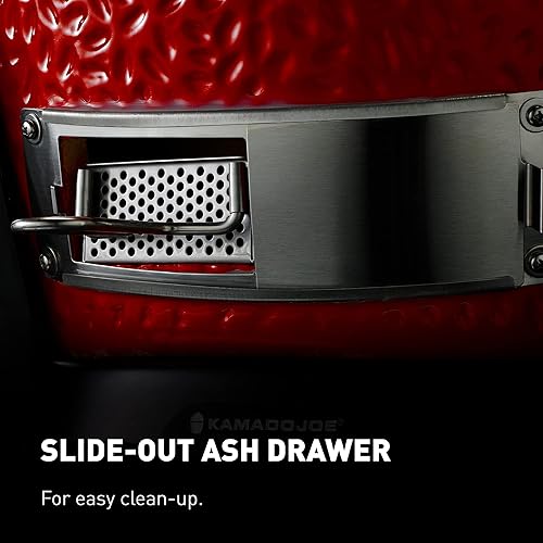 Miniatura 9 de Kamado Joe KJ15040921 Classic Joe III - Parrilla de carbón de 18 pulgadas con carrito y estantes laterales, color rojo intenso