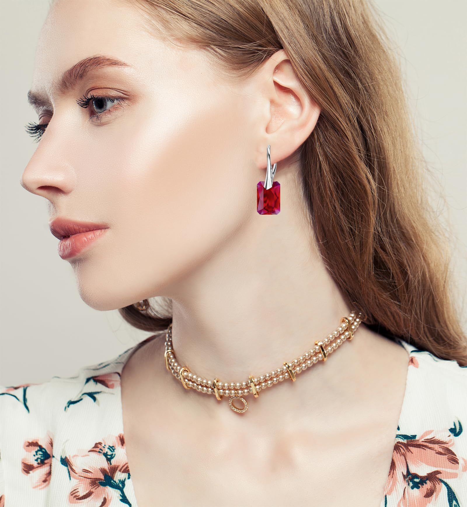 Modeschmuck Silberne Hängende Ohrringe und Halskette Schmuckset Silber 925 Geschenk für Freundin Damen und Mädchen Premium Schmuck Set für Damen