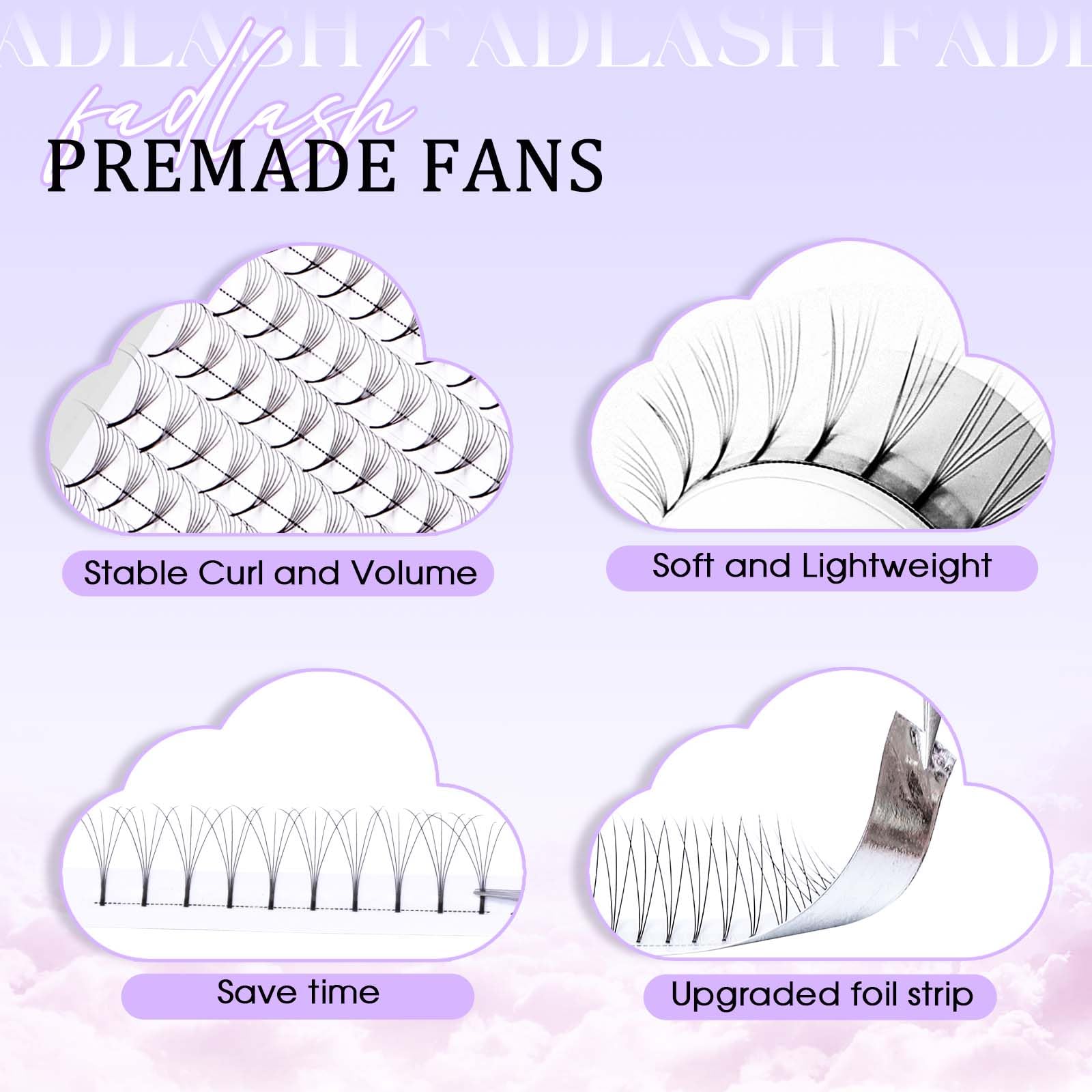 Volumen Ruso 10D 0.07mm C Curl 15mm Prefabricados Extensiones de Pestañas Volume Lashes Extension Ruso Pestañas — view 82