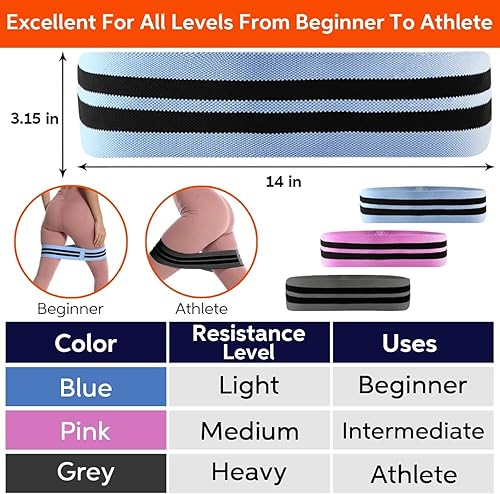 Miniatura 2 de ellostar Bandas de resistencia para ejercicio de piernas y glúteos, bandas antideslizantes fuertes y elásticas, bandas de entrenamiento duraderas