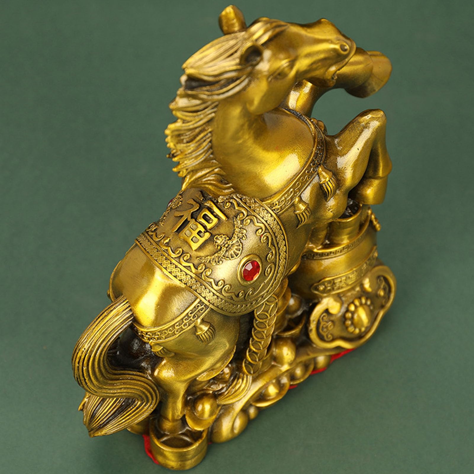 Ozdoba konia na szczęście Chiński posąg zodiaku Bogaty koń Feng Shui Figurka Bóg bogactwa Figurka Dekoracje do domu Figurka Biuro w stylu chińskim Feng Shui Mosiądz,L