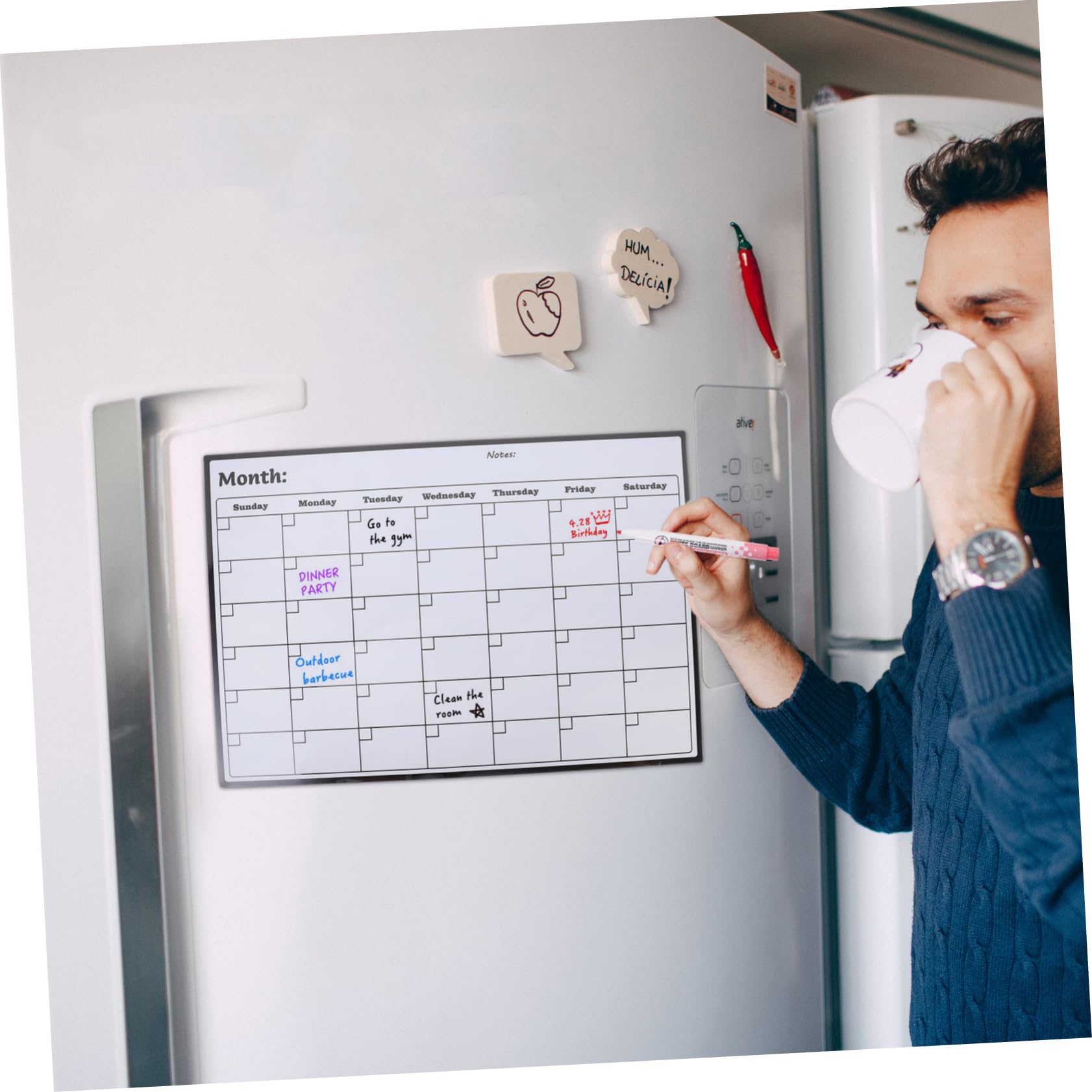 STOBOK Calendario Magnetico Mensile Per Frigorifero A3 - Lavagna Bianca Confezione Da 5 Cancellabile