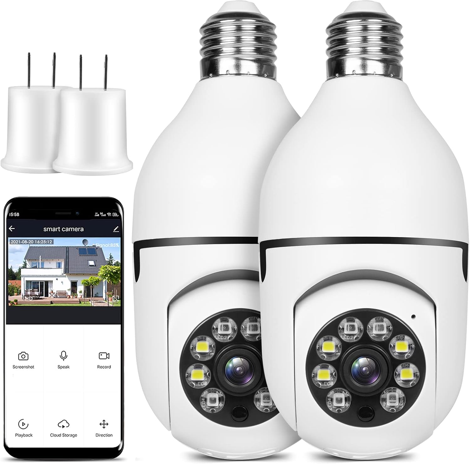 Light Bulb Security Camera Wireless Outdoor Indoor 2.4G WiFi Security Cameras for Home Security 360° PTZ Camera Motion Detection and Alarm Two-Way Audio Based E27 Light Bulb Socket Light Bulb Security Camera Wireless Outdoor Indoor 2.4G WiFi Security Cameras for Home Security 360° PTZ Camera Motion Detection and Alarm Two-Way Audio Based E27 Light Bulb Socket